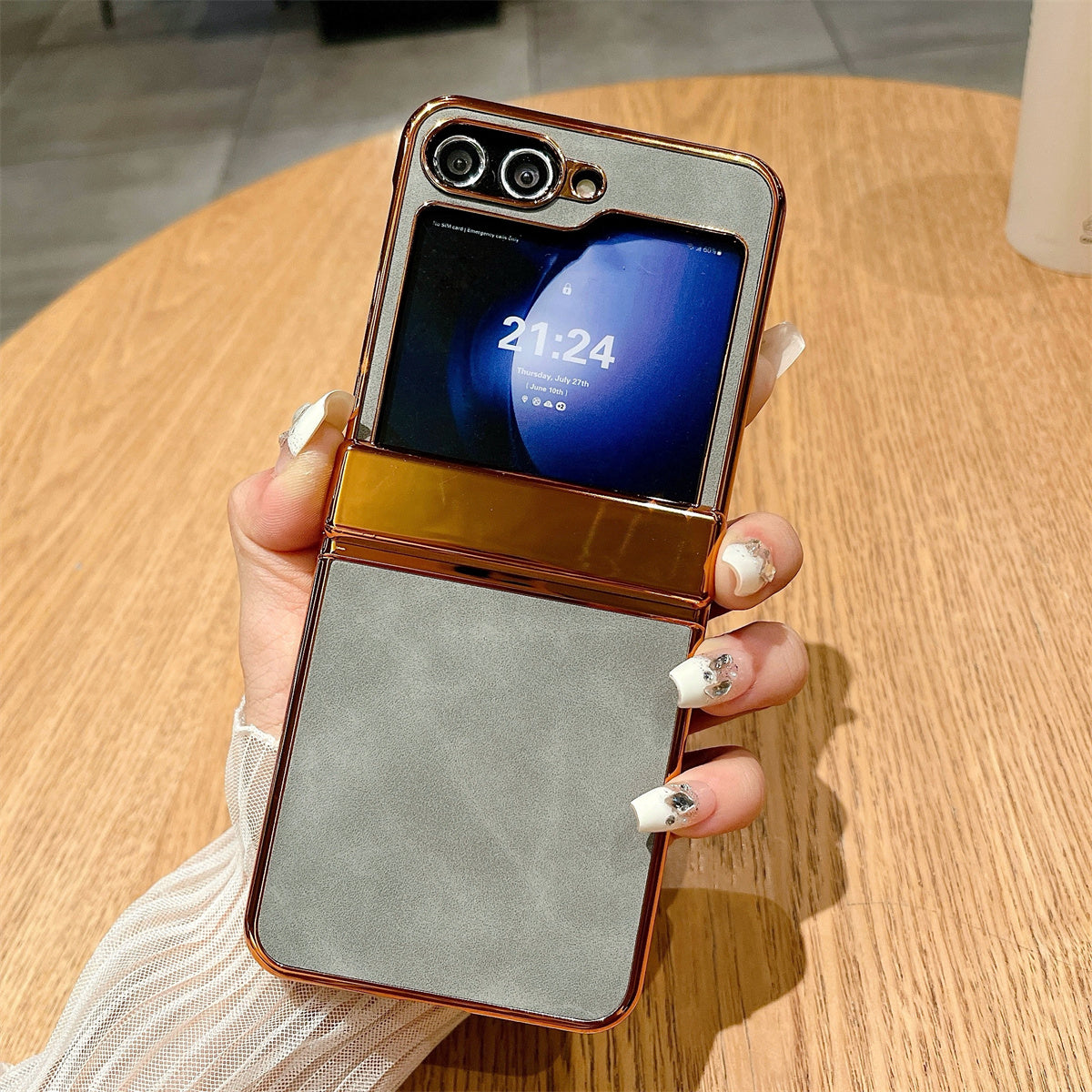 For Samsung Galaxy Z Flip5 5G Case Hinge Protection Leather+PC Phone Cover For Samsung Galaxy Z Flip5 5G Case Hinge Protection Leather+PC Phone Cover
